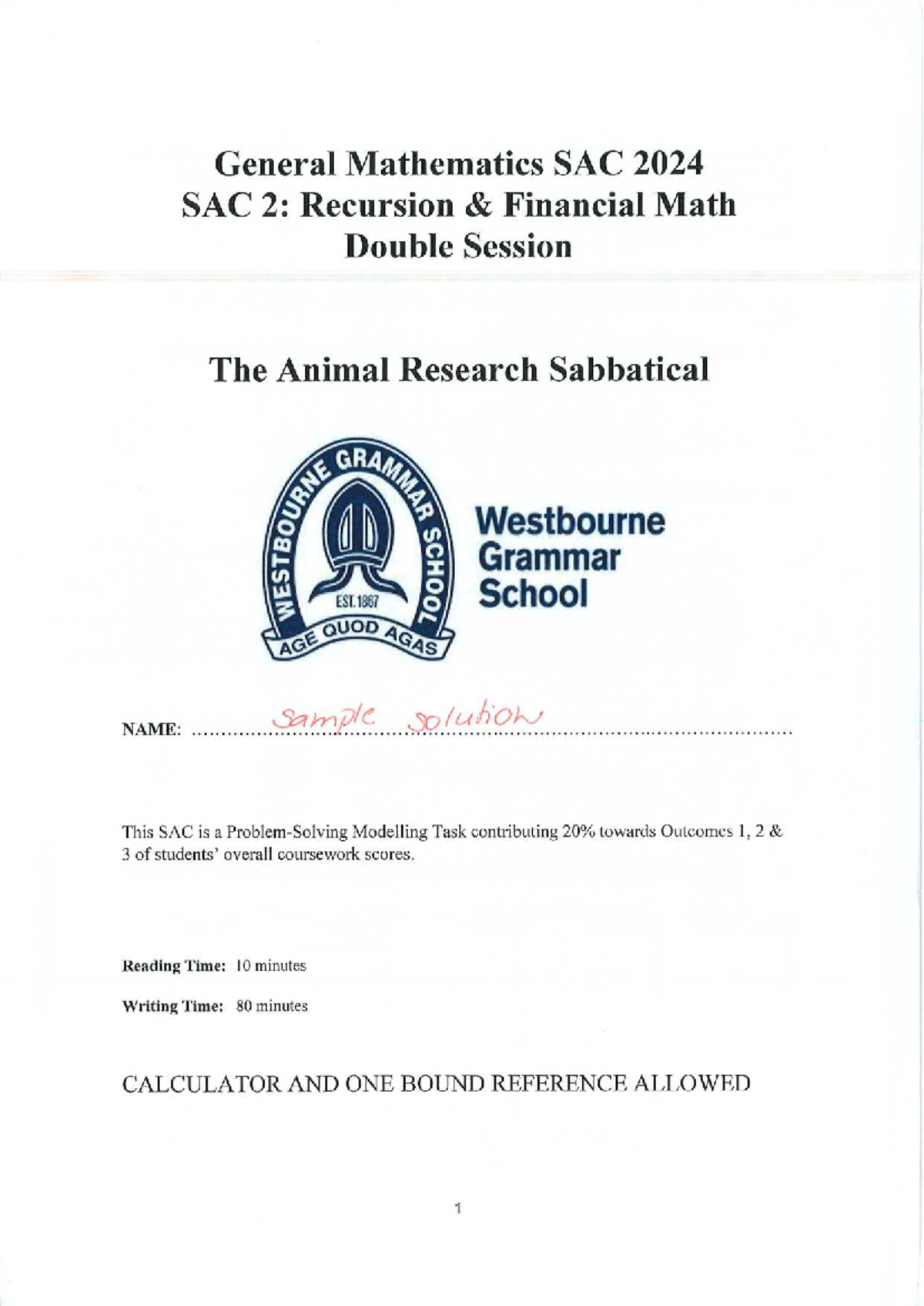 General Mathematics SAC 2024: Recursion & Financial Math Solutions ...