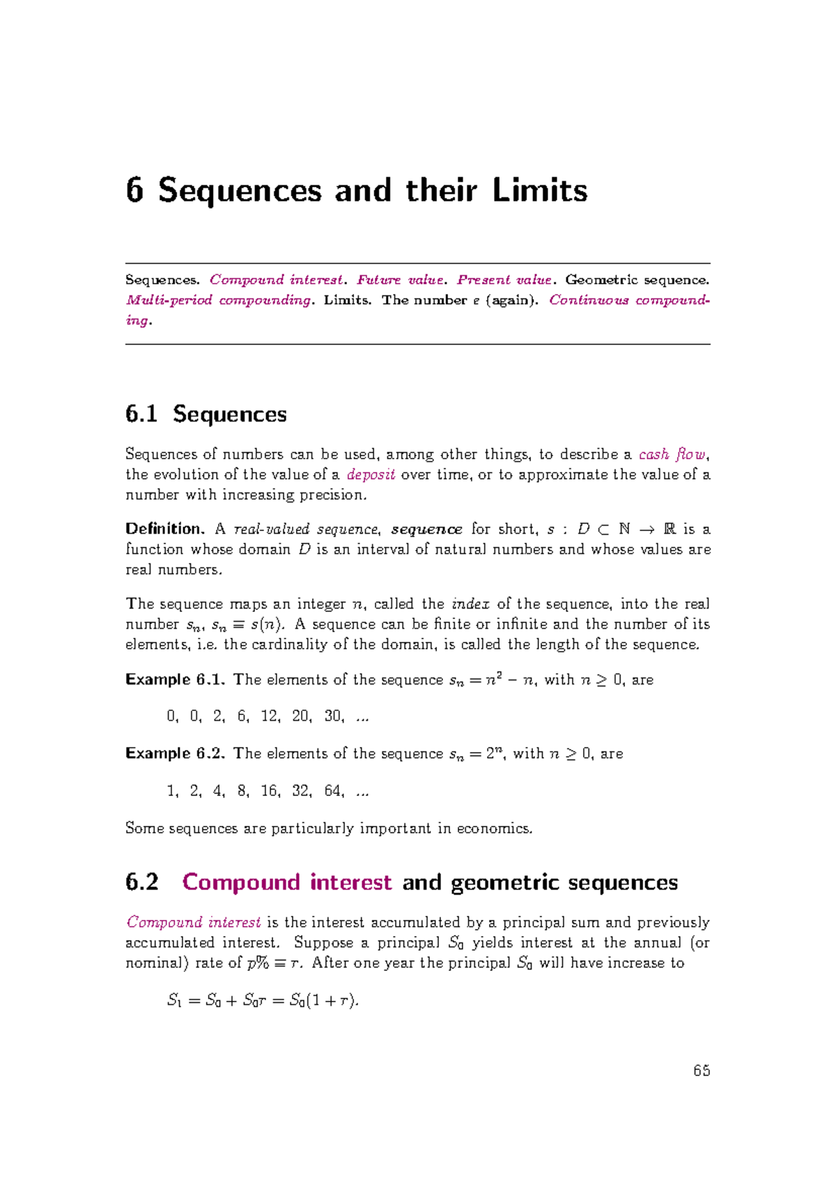 M1 - Lecture 6: Sequences and Their Limits in Economics - Studocu