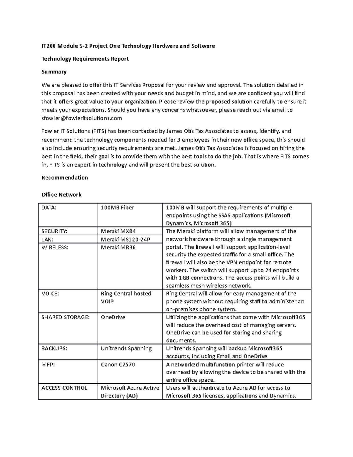 IT200 Module 5-2 Project One: Tech Hardware & Software Recommendations ...