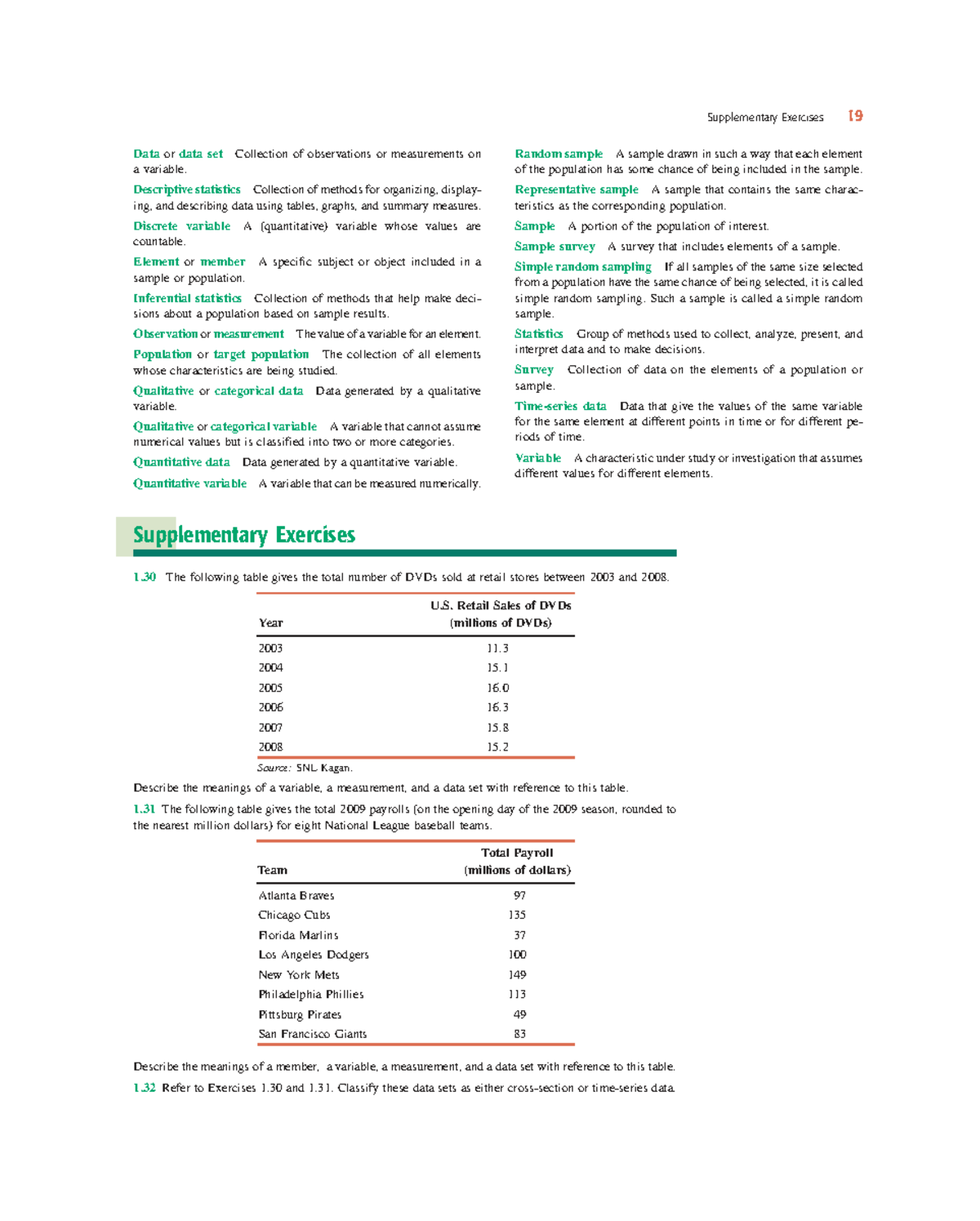Introductory Statistics 7th Ed - Supplementary Exercises on Data Sets ...