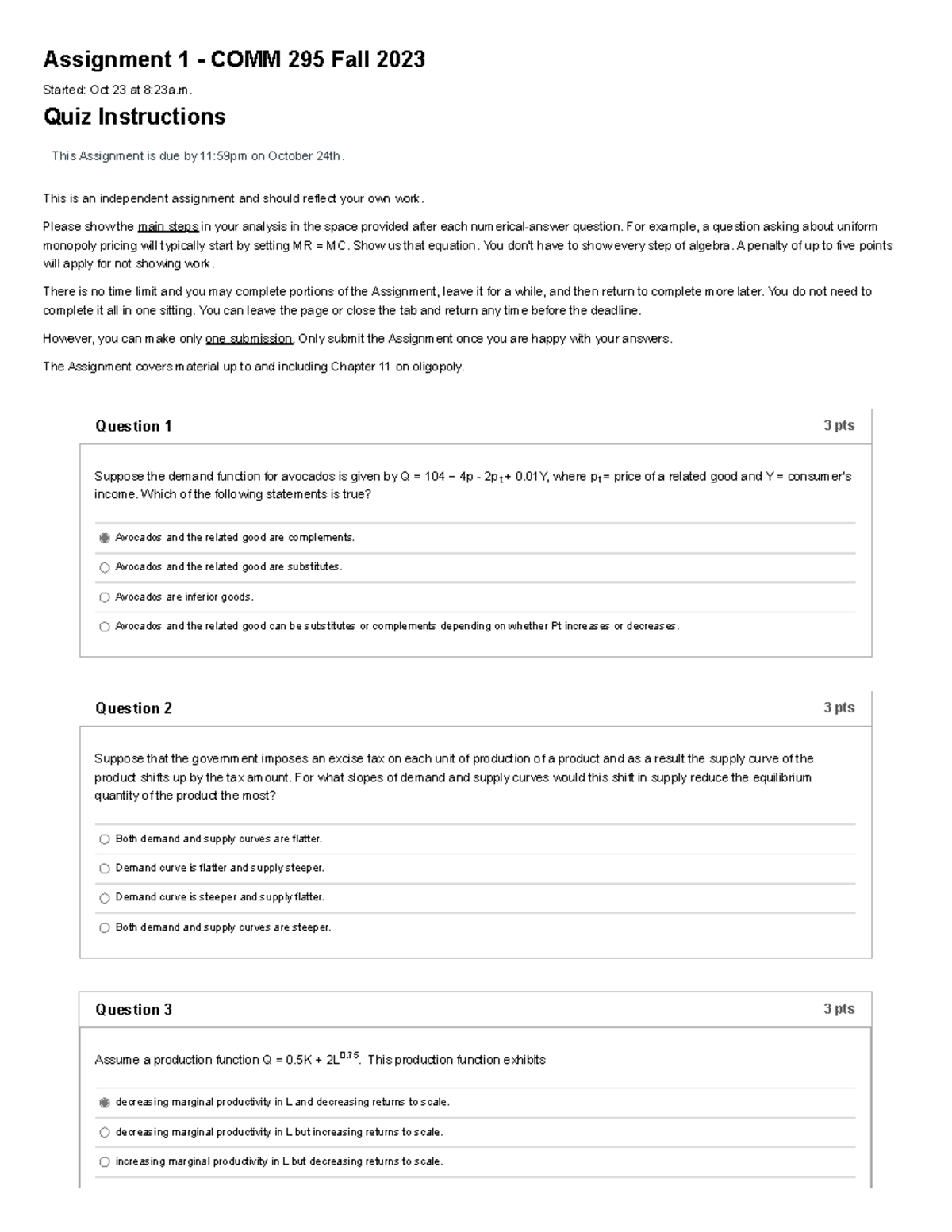 COMM295 Midterm Practice Quiz for Fall 2023 - Studocu