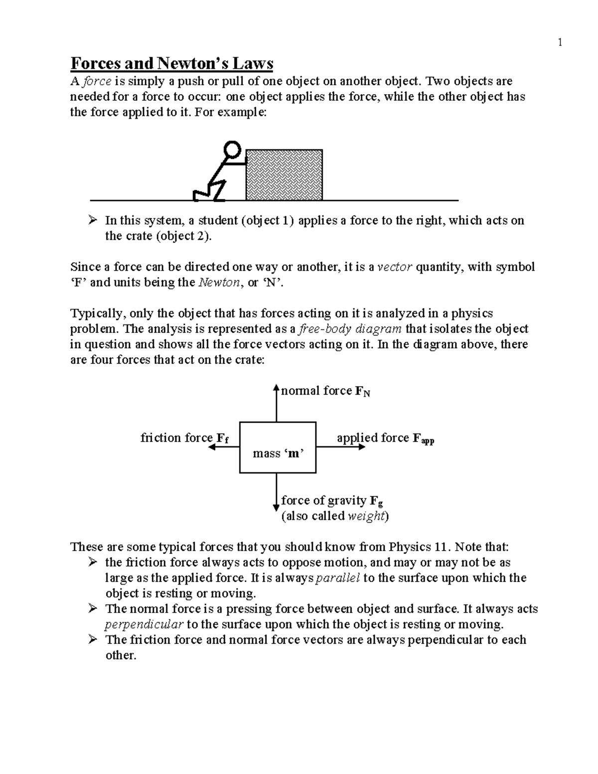 Vector Dynamics Notes Package: Forces, Laws, and Applications in ...