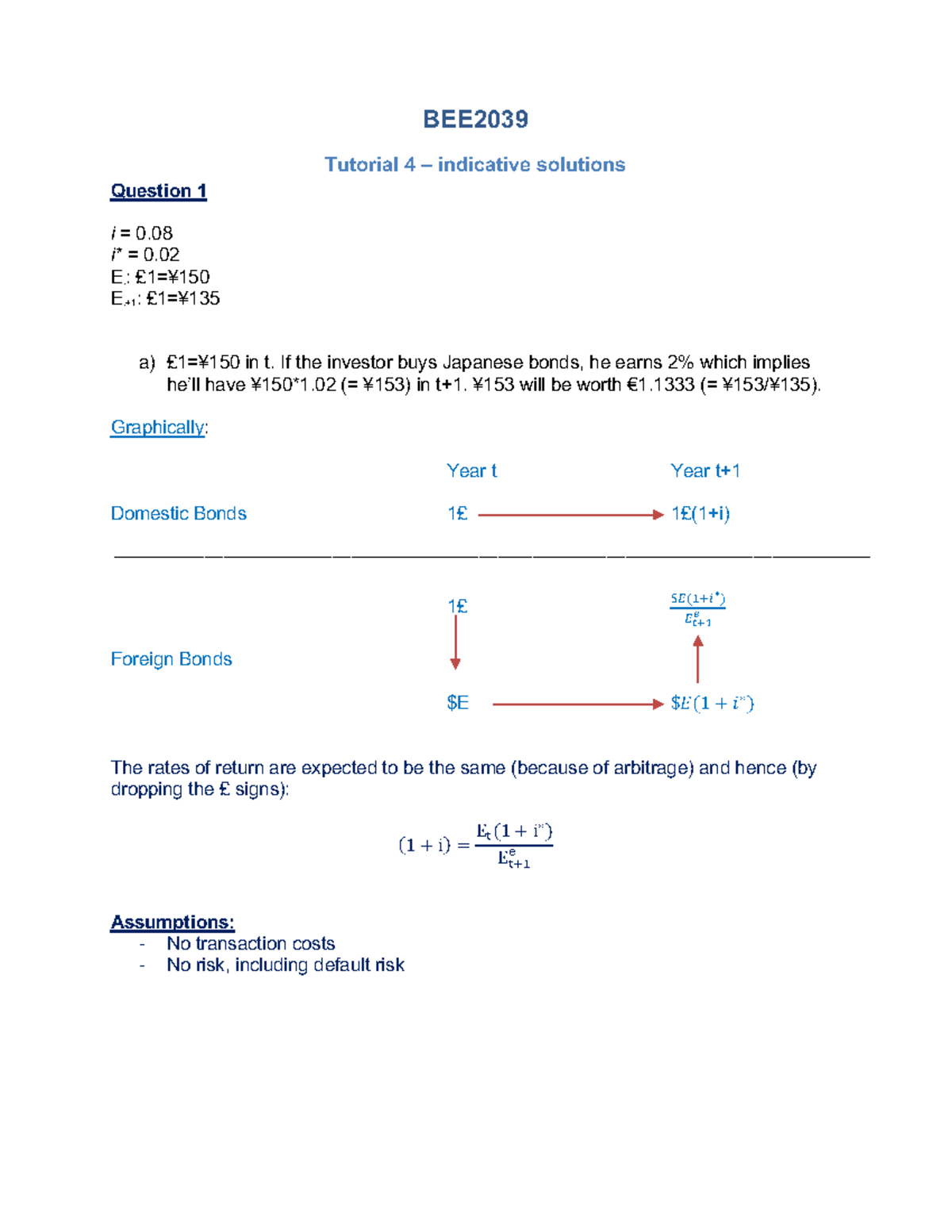 BEE2039 Tutorial 4 Solutions: Indicative Answers and Analysis - Studocu