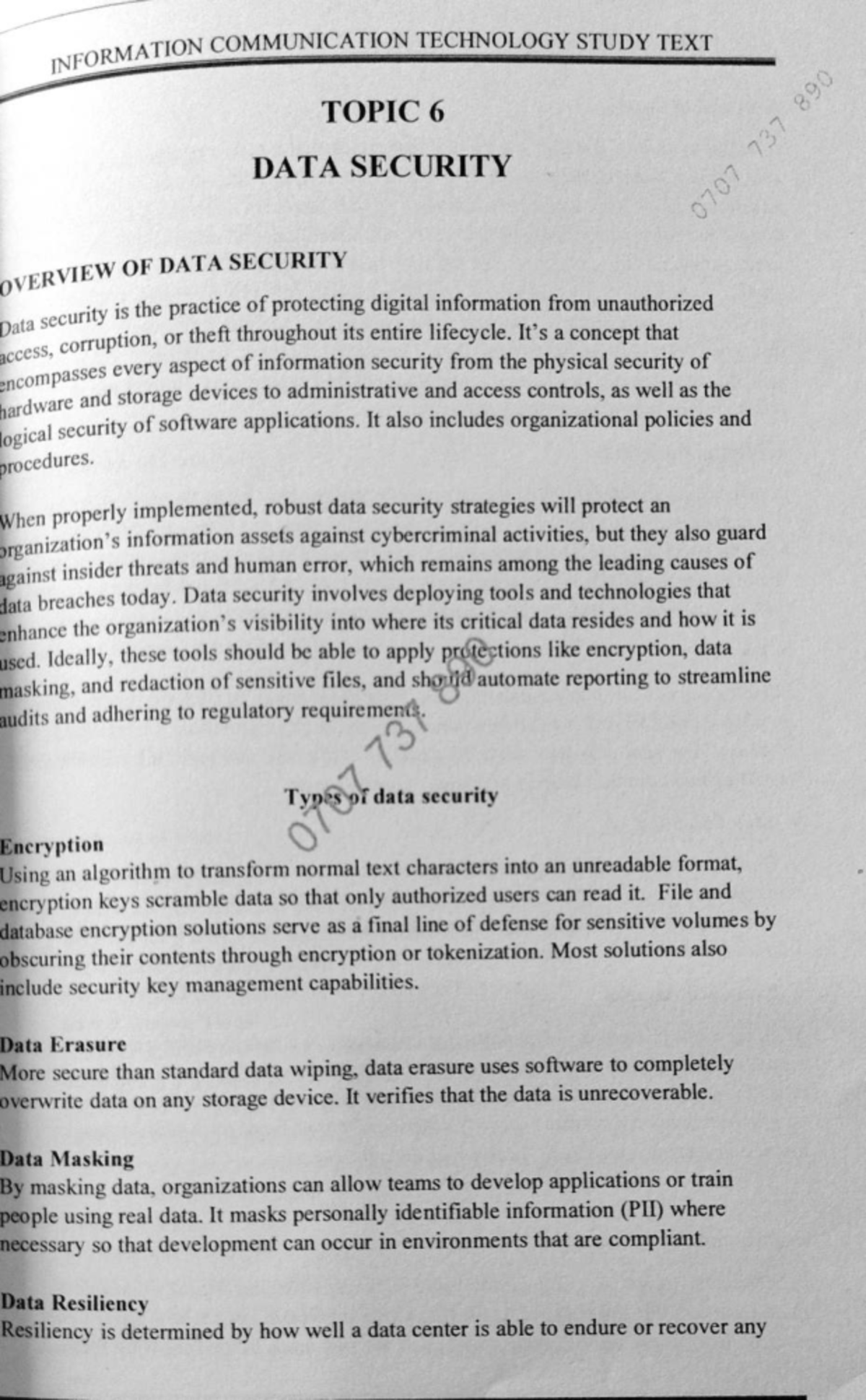 Data Security Overview - ICT Study Text CPA PART I - Studocu