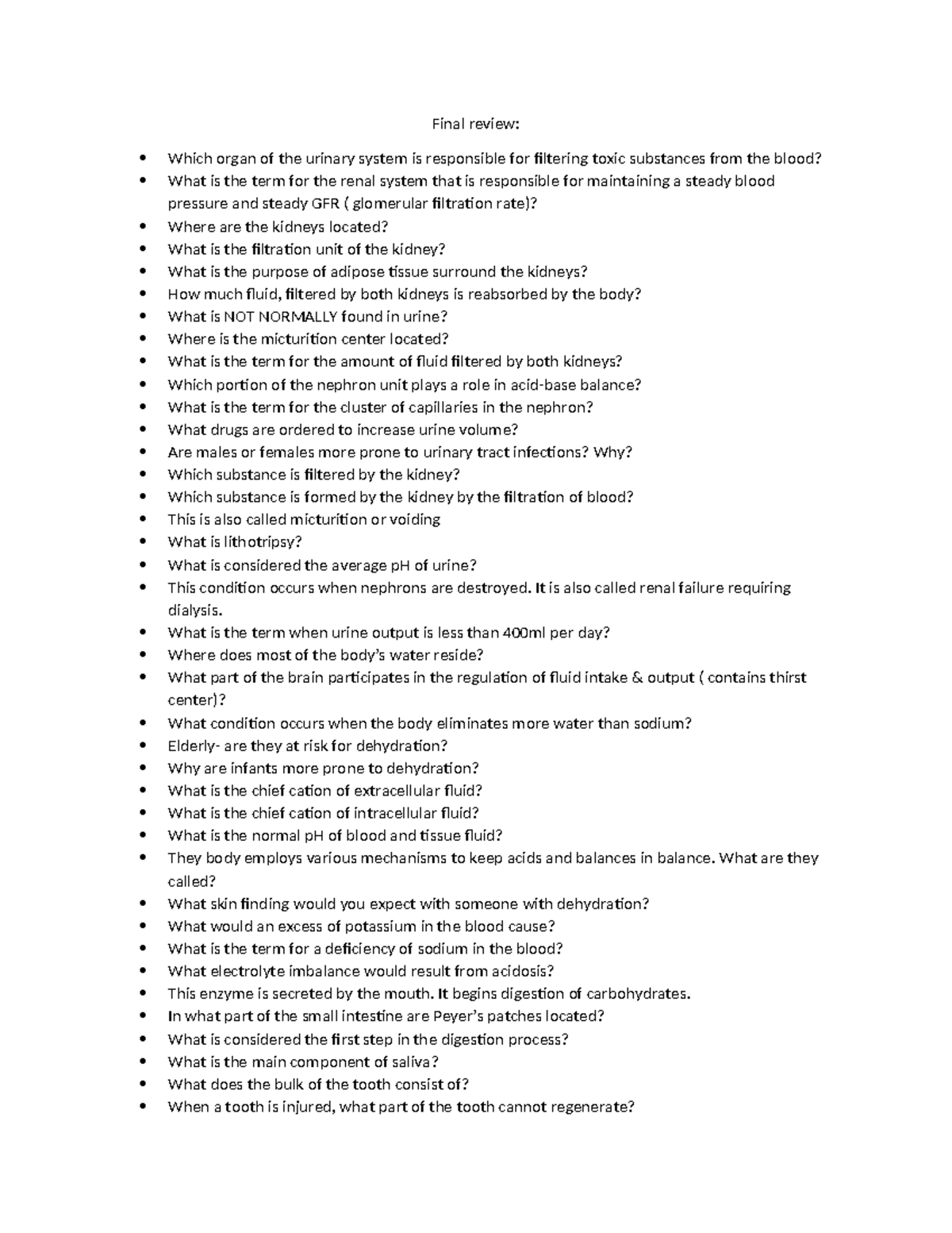 BSF Final Exam Review Guide - Sept 2021 Overview and Key Topics - Studocu