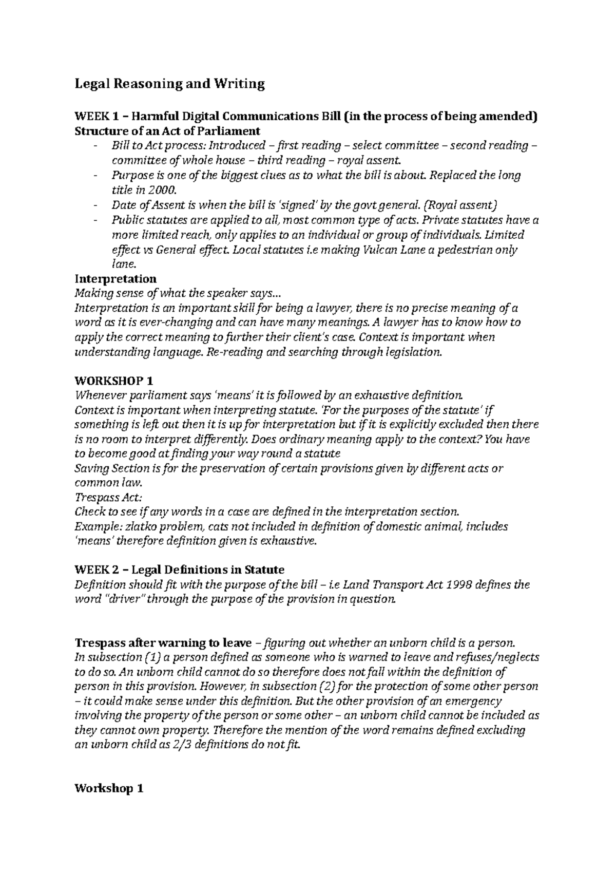Legal Reasoning and Writing Sem 2: Key Concepts and Case Studies - Studocu