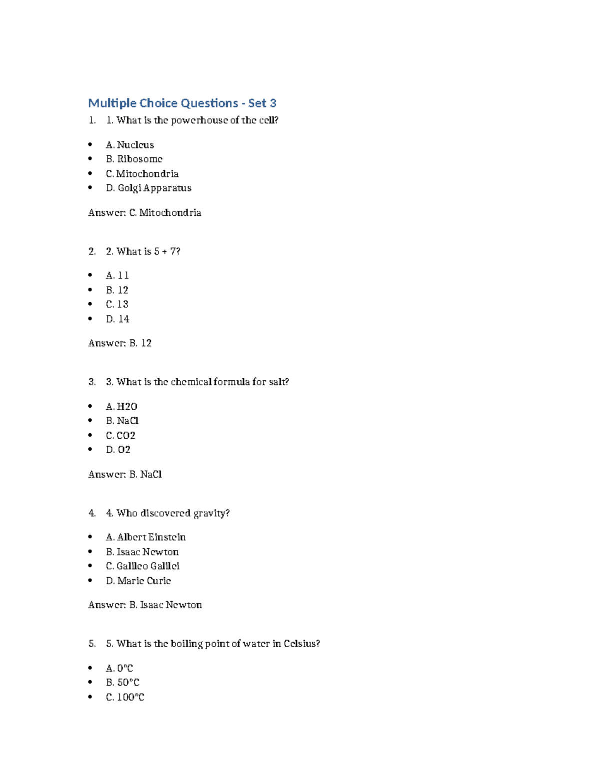 MCQ Test Set 3 - Science Fundamentals Quiz - Studocu