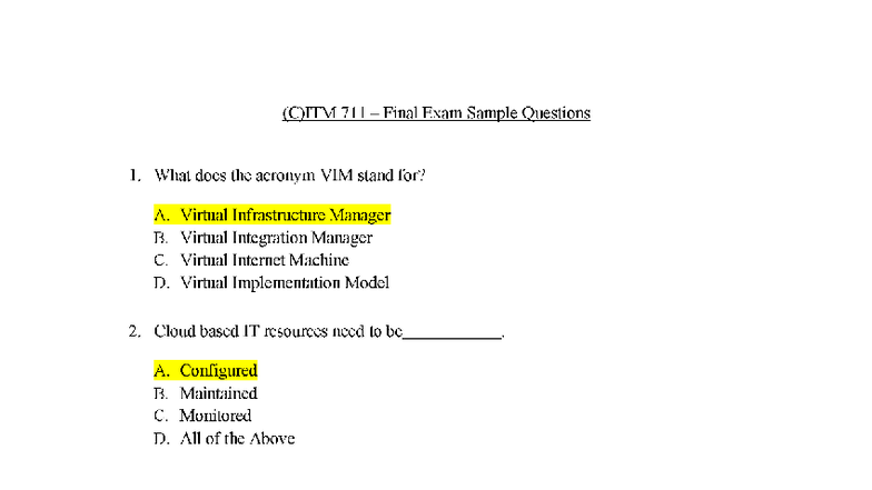 ITM 711 Final Exam Sample Questions and Practice Guide - Studocu