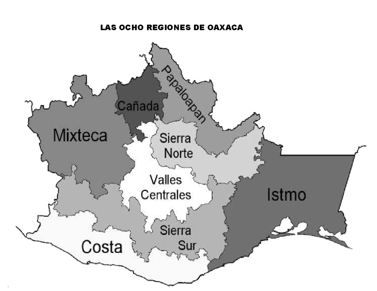 Las 8 regiones de Oaxaca - Geografía - LAS OCHO REGIONES DE OAXACA Cañada uedeoleded Mixteca ...