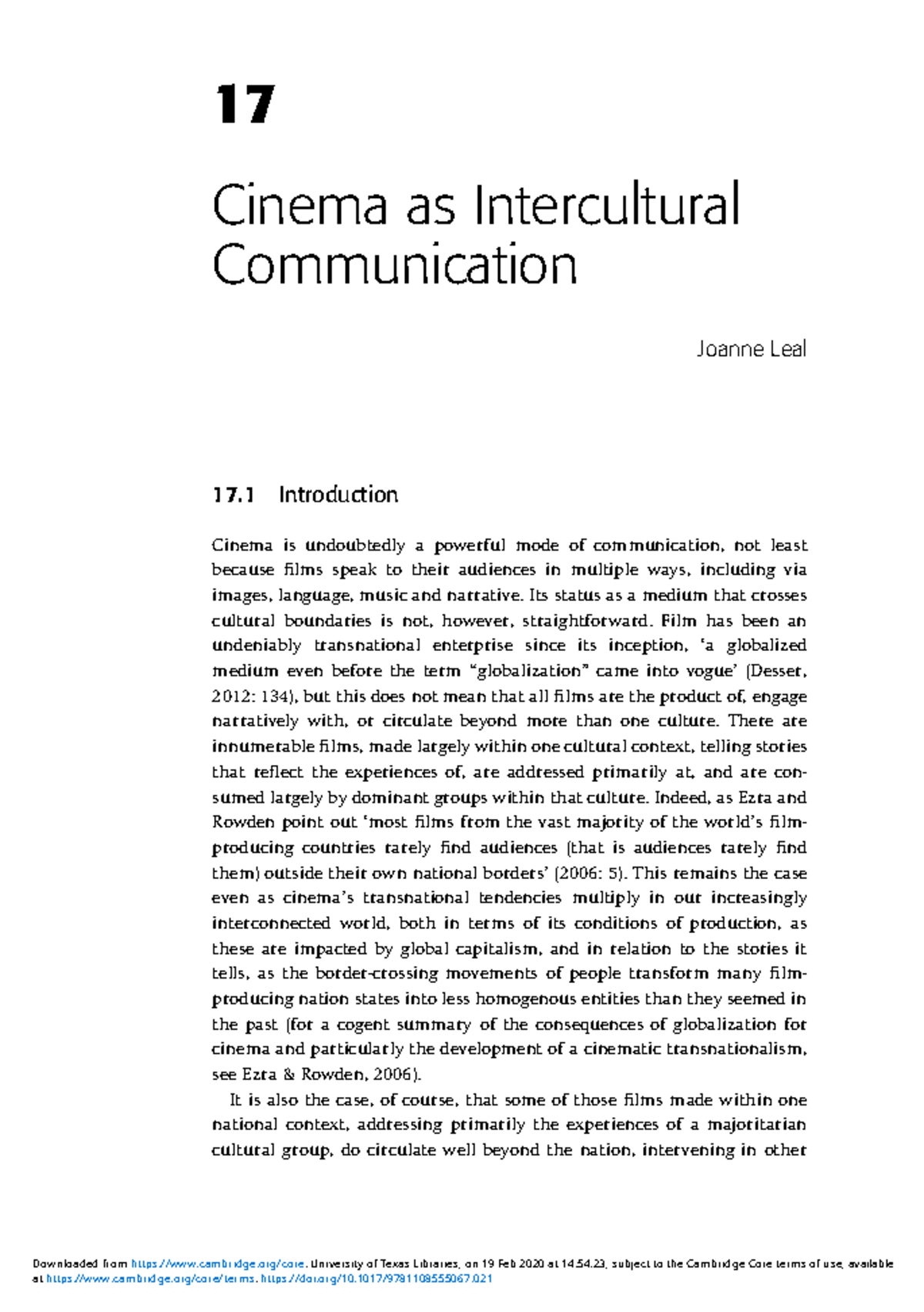 Cinema as Intercultural Communication: An In-Depth Exploration - Studocu