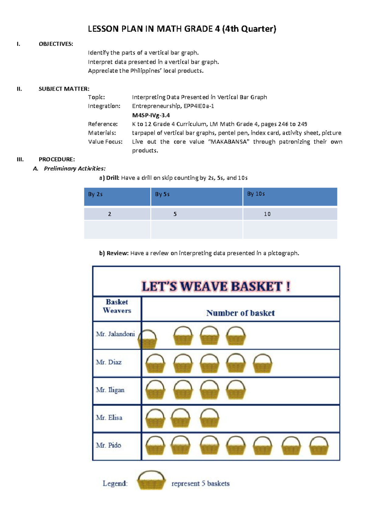 507954791 Math Lesson Plan: Interpreting Data in Vertical Bar Graphs ...