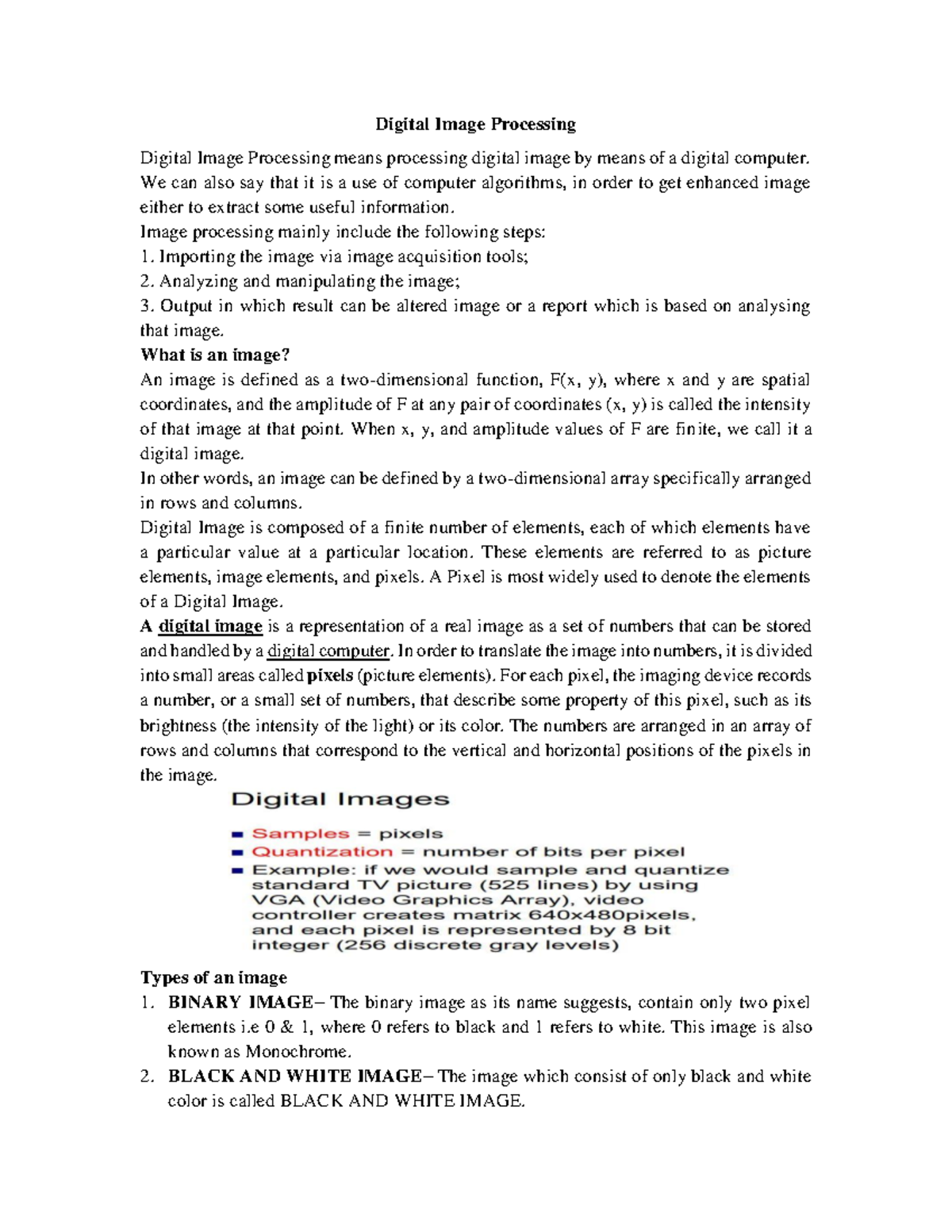 Digital Image Processing - Unit 1 Overview and Key Concepts - Studocu