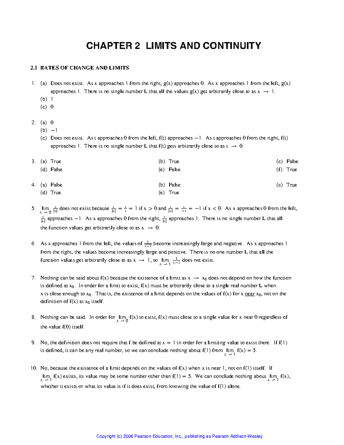 Chaper 2-question - CHAPTER 2 LIMITS AND CONTINUITY 2 RATES OF CHANGE ...