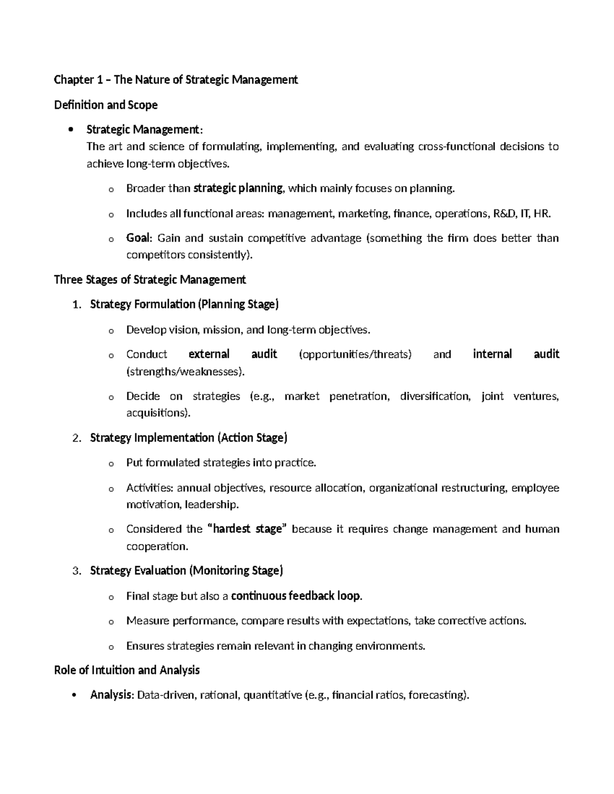 SM-Prelim-Reviewer: Chapter 1 Strategic Management Overview and Key ...