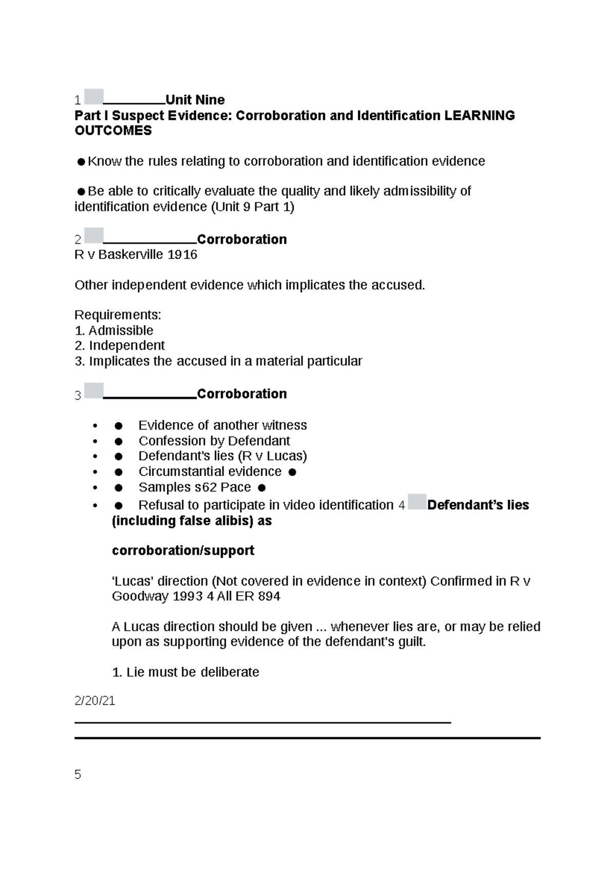 Part I Suspect Evidence- Corroboration and Identification Learning ...