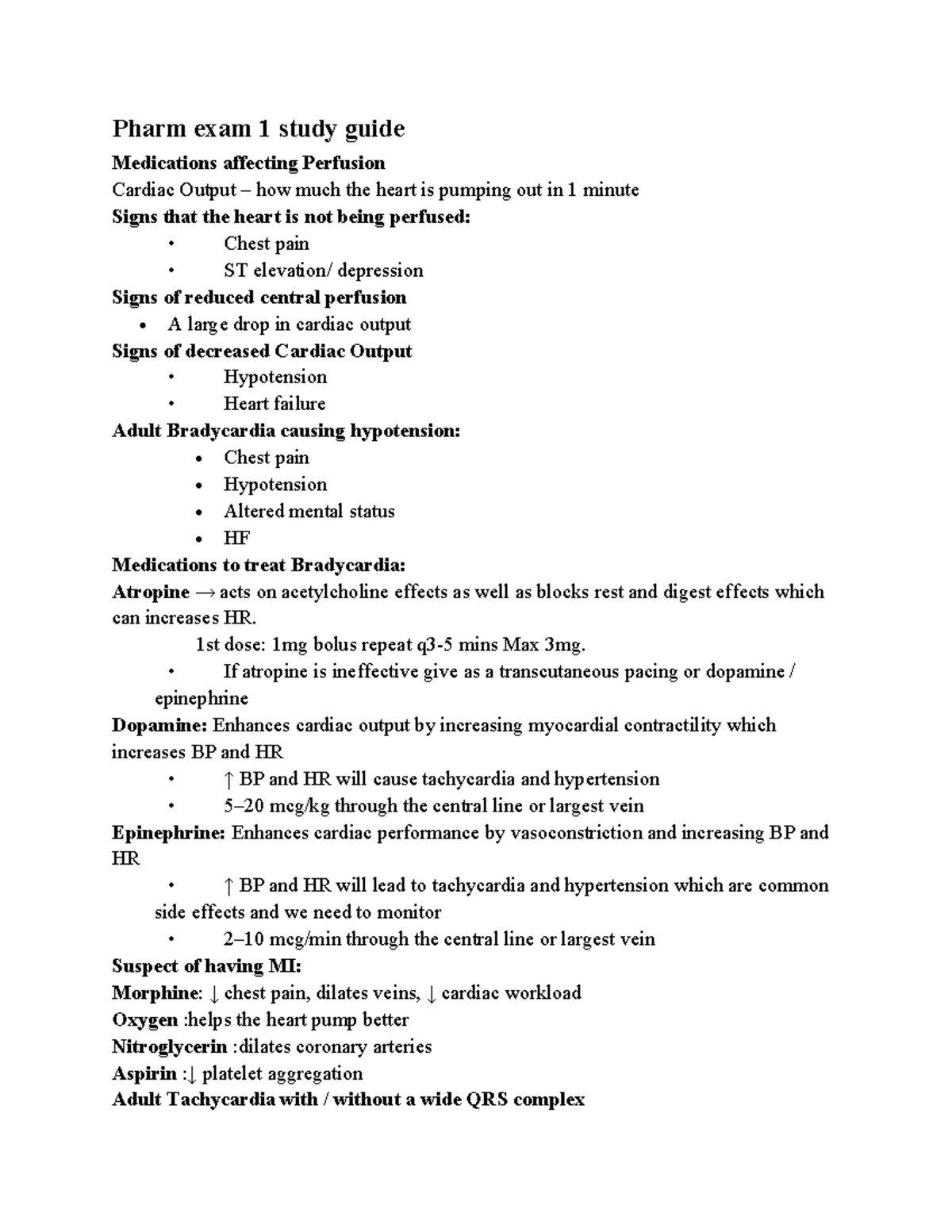 Pharm Exam 1 Study Guide: Medications Impacting Cardiac Output and ...