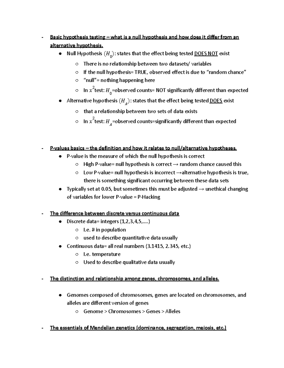 Biostats Cheat Sheet: Study Guide for Midterm 1 (BIO101) - Studocu