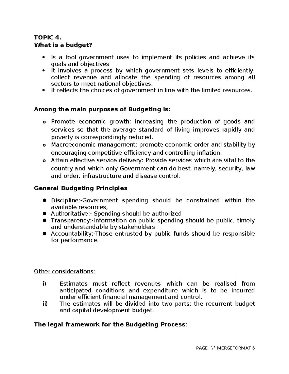 Topic 4: Understanding Budgeting in Government Policies and ...