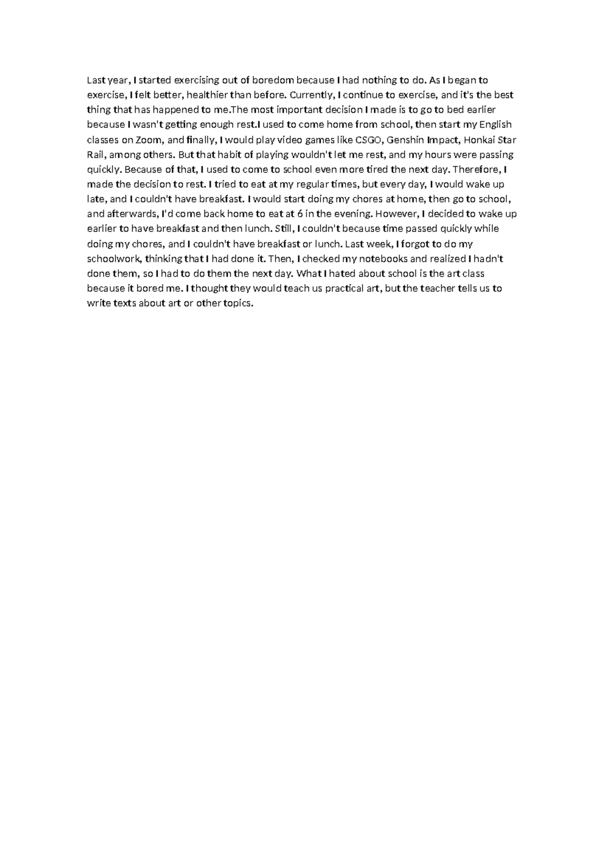 Improving My Daily Routine: Reflections on Life Changes in English ...