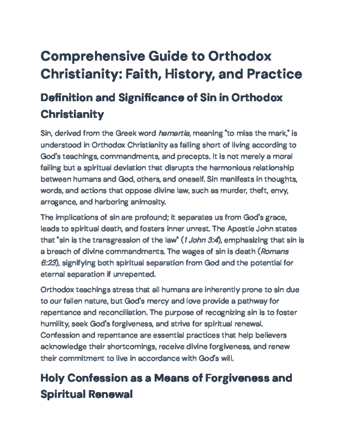 Comprehensive Guide to Orthodox Christianity: Sin, Confession, and ...
