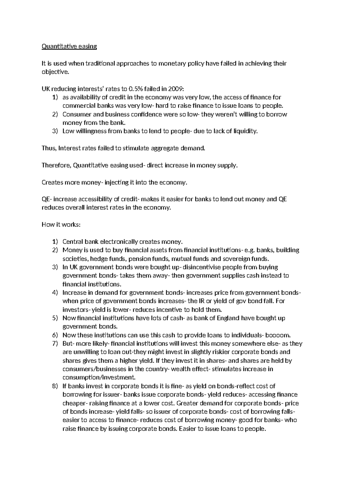 Understanding Quantitative Easing: Mechanisms and Impacts - Studocu