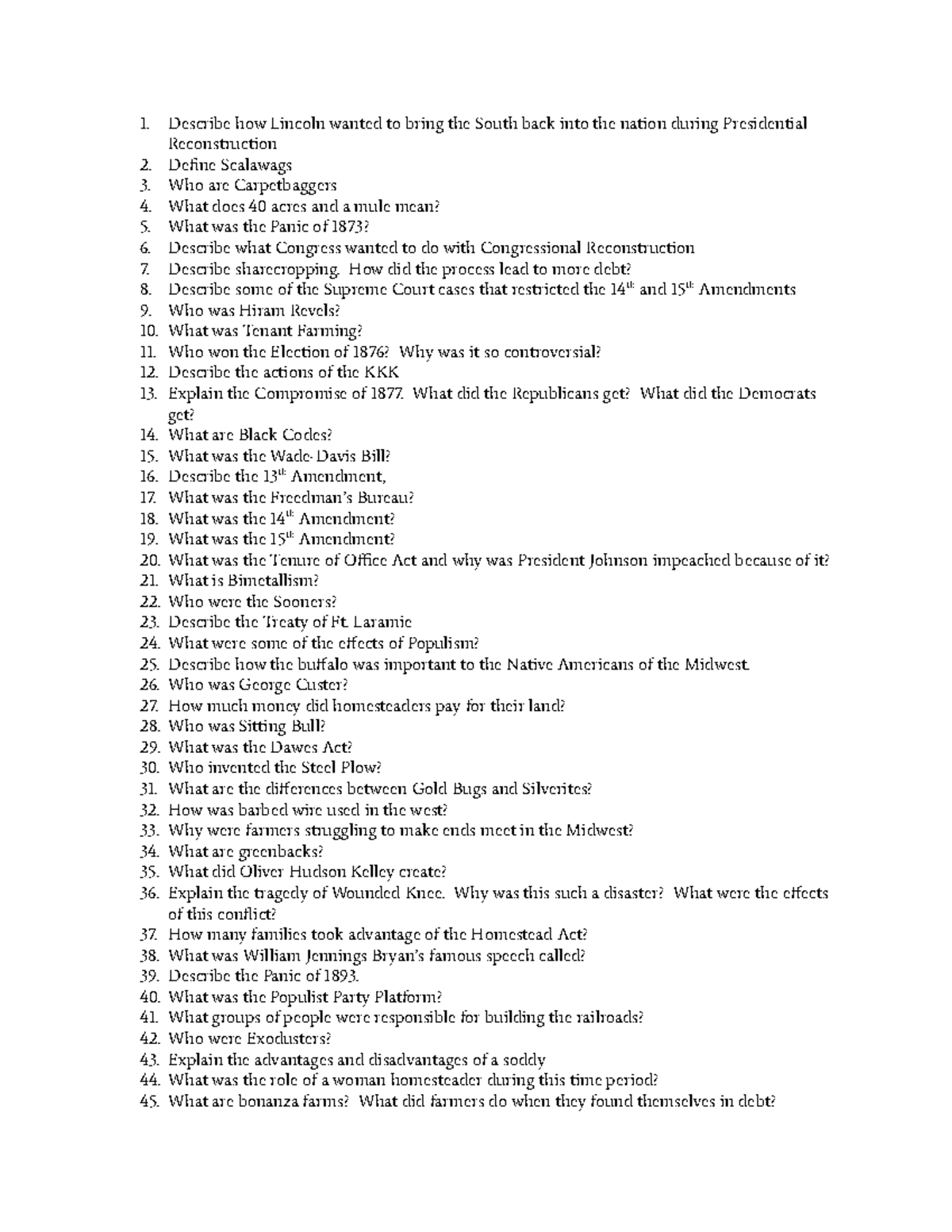 History 40: Final Exam Review Questions - Comprehensive Study Guide ...