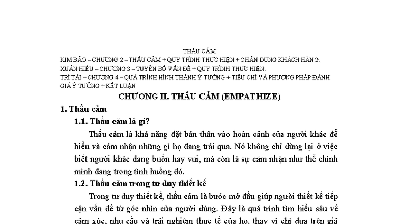 Tư Duy Thiết Kế: Thấu Cảm và Quy Trình Thực Hiện (THDC 2023) - Studocu