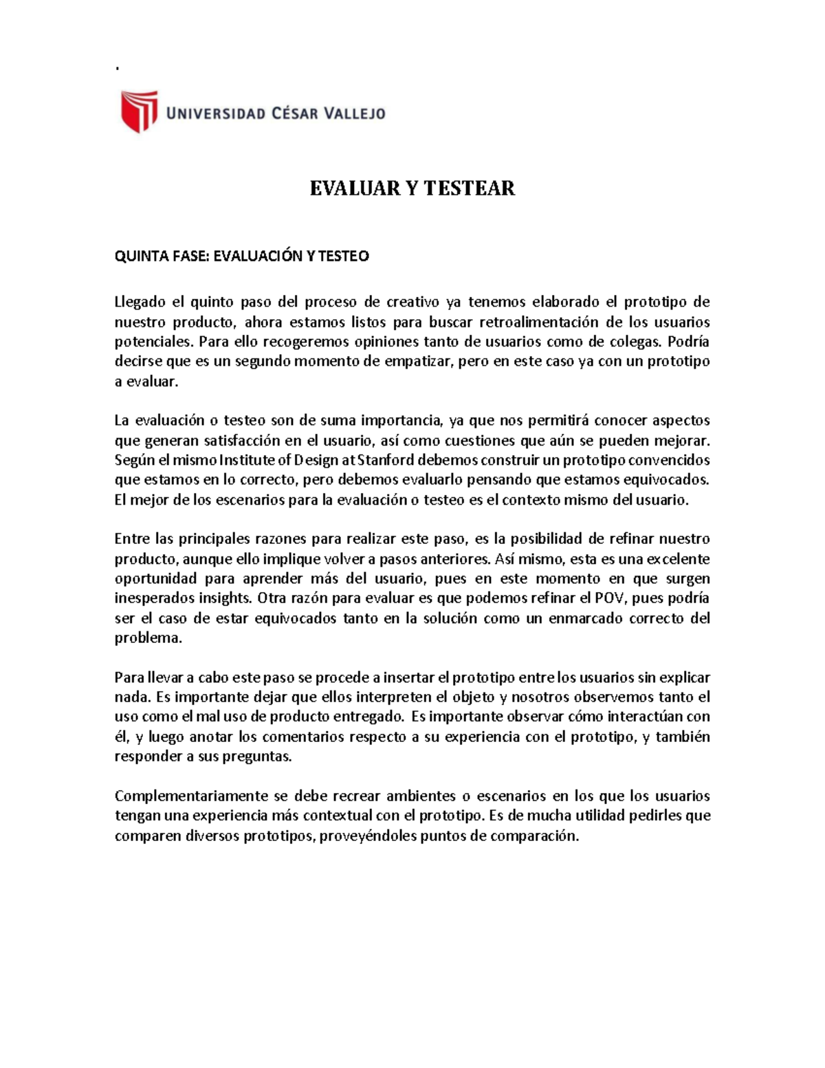 Sesion 15 - Evaluación y Testeo del Prototipo en Diseño - Studocu