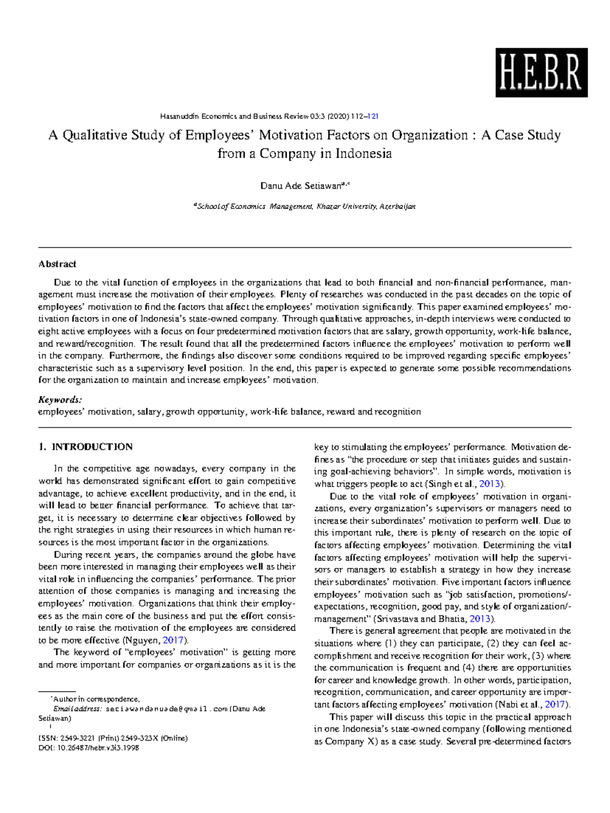 A Qualitative Study OF Employees Motivation Facto - Hasanuddin ...
