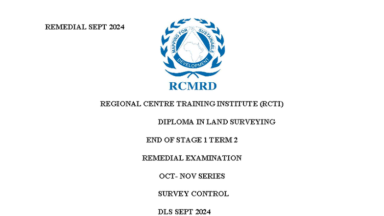 Remedial Exam DLS 2024: Survey Control Stage 1 Term 2 - Studocu