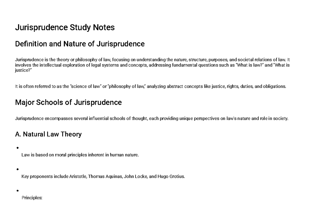 JUR 101: Semester 1 Jurisprudence Study Notes and Key Concepts - Studocu