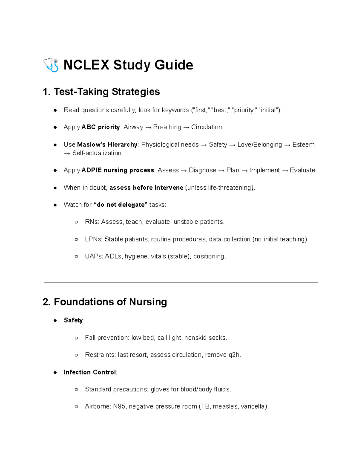 NCLEX Study Guide: Key Strategies and Nursing Foundations - Studocu