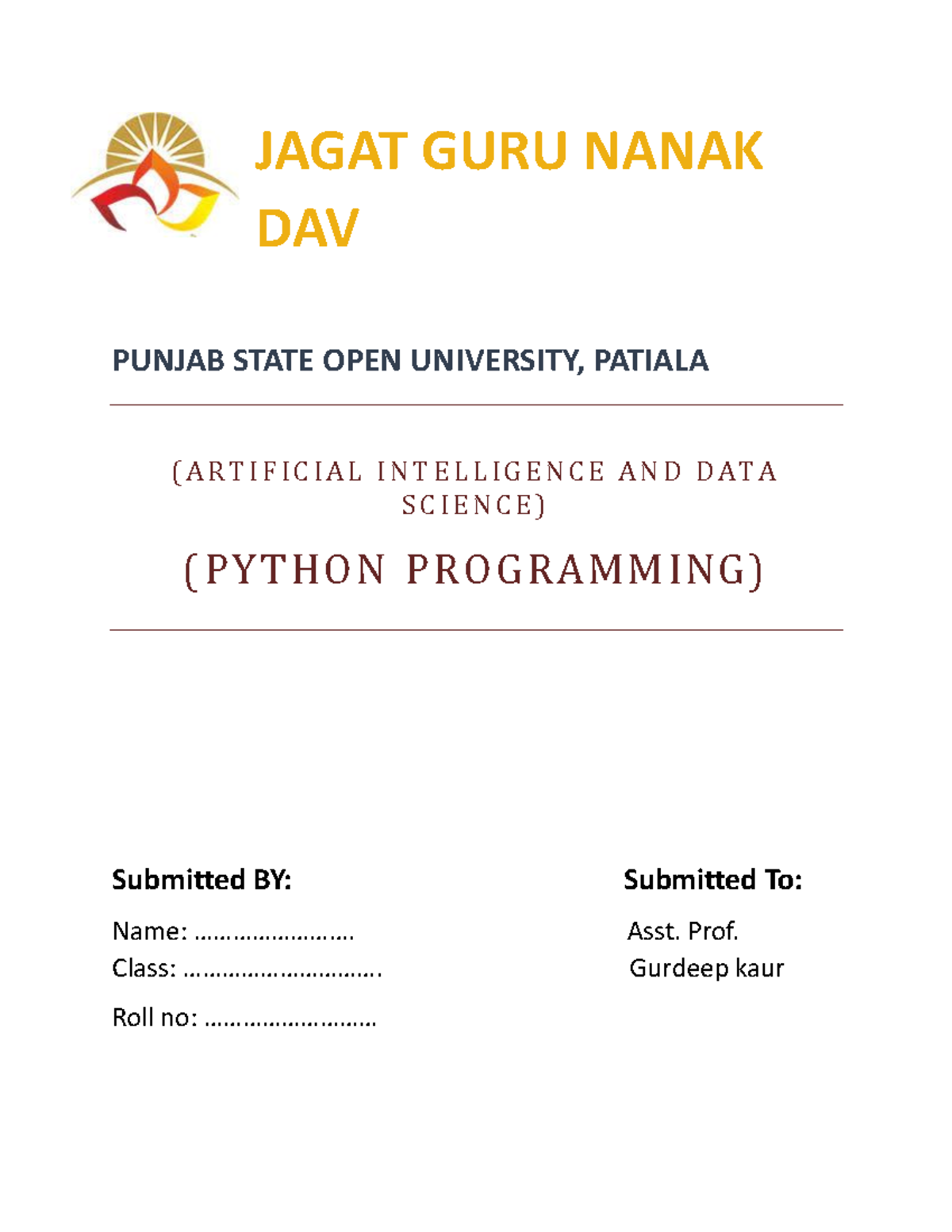 Python practical - abc - JAGAT GURU NANAK DAV PUNJAB STATE OPEN ...