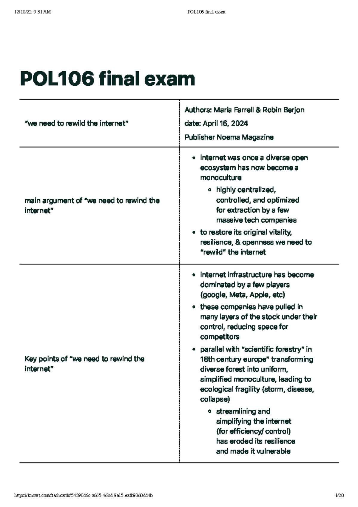 POL106 Final Exam: Key Arguments on Surveillance and Privacy Issues ...