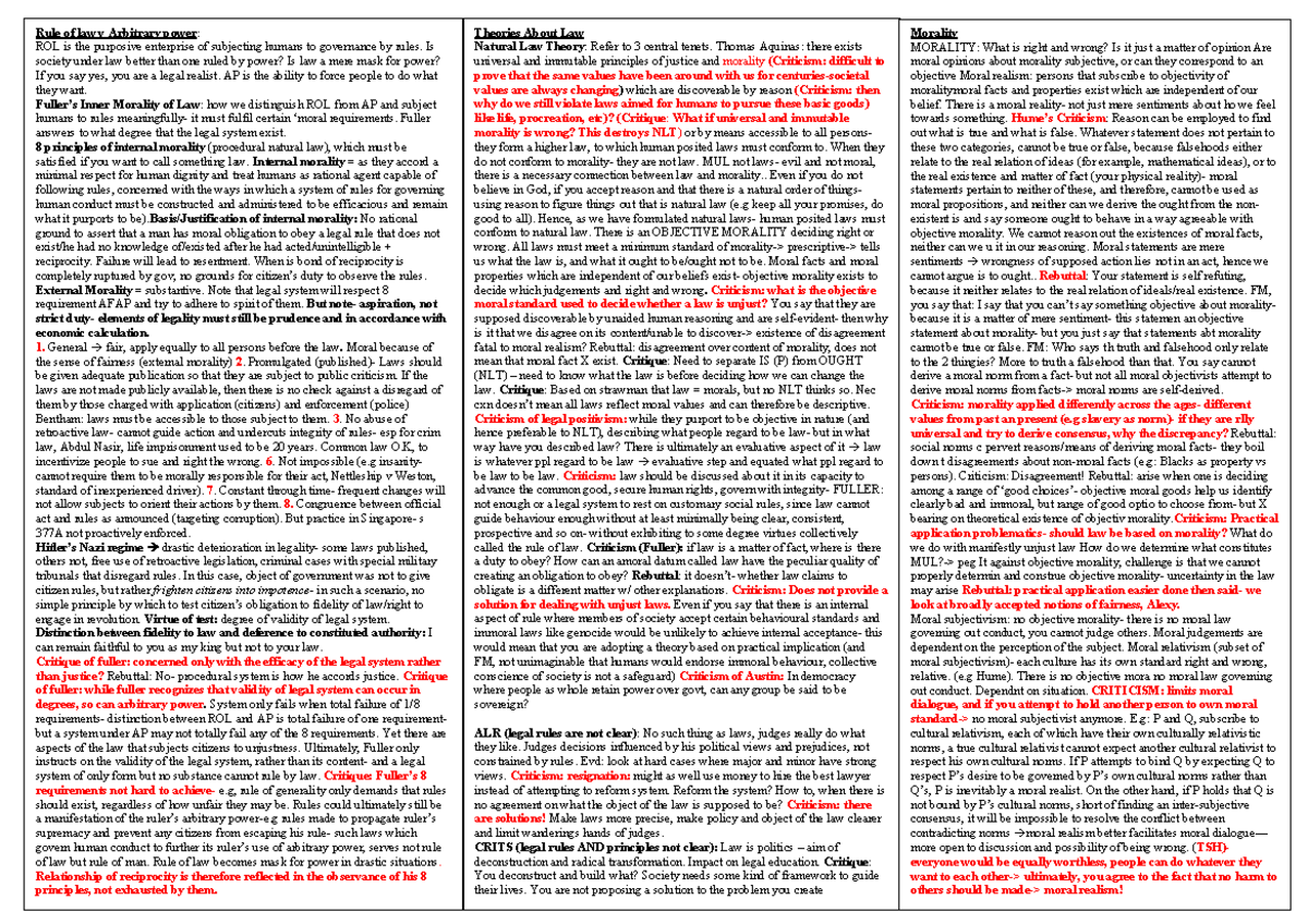 LTP Final Cheatsheet- summary of entire course. - LAW 301 - Studocu