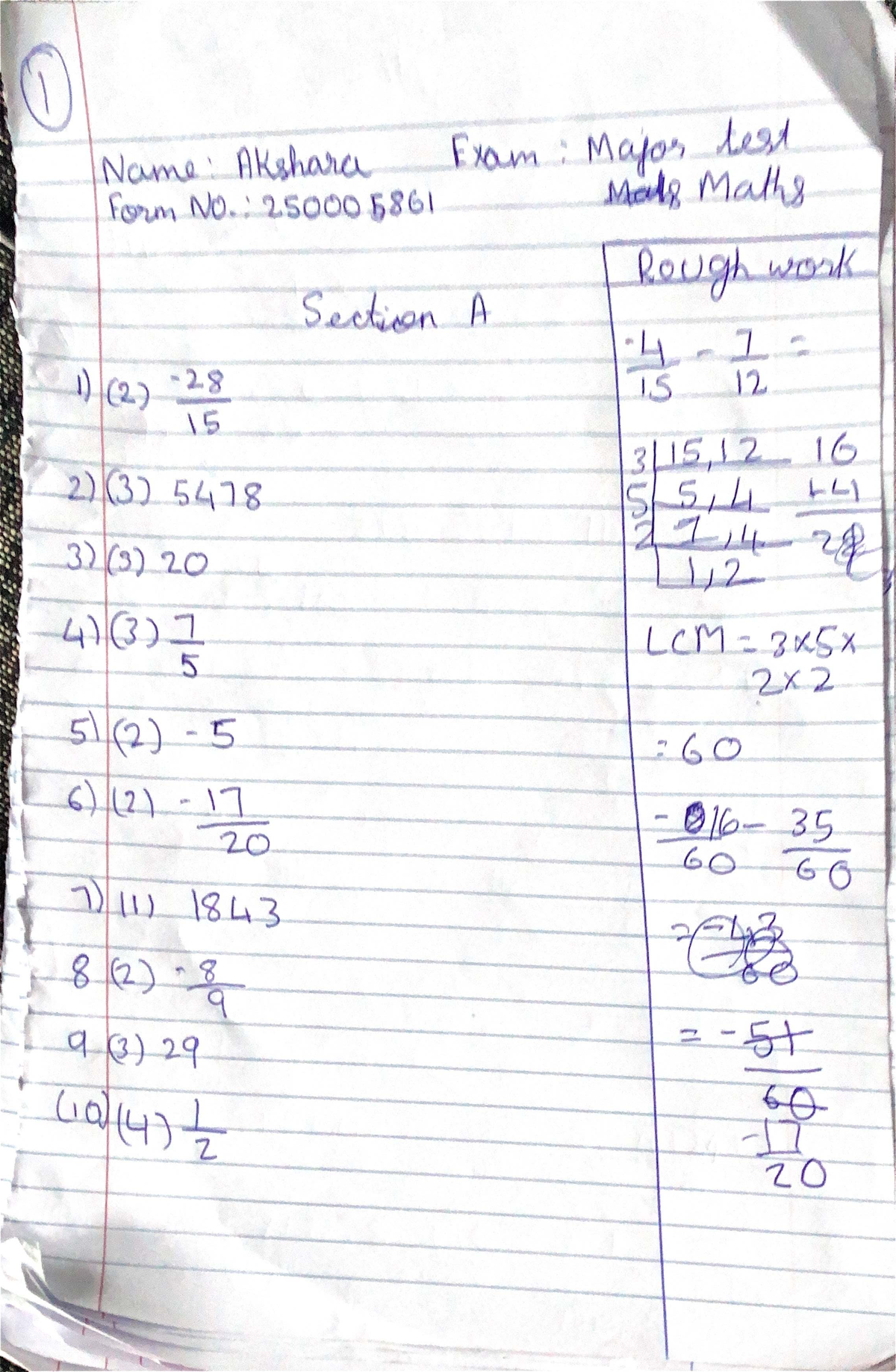 Malls Maths Major Test Rough Work Notes - Studocu
