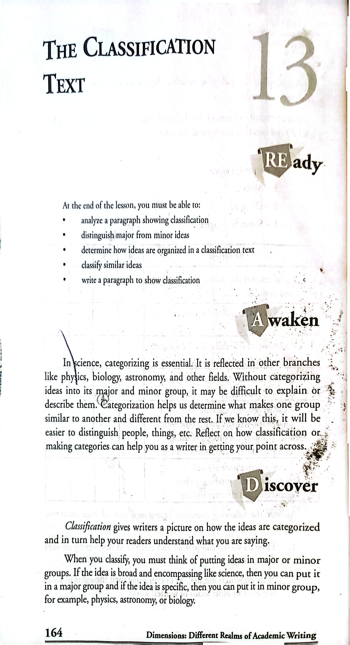 RW 13 Classification Text - Lesson Notes on Organizing Ideas - Studocu