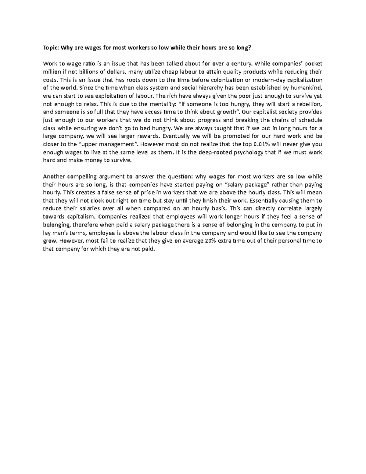 Short Essay 2: for unit 3 from econ 330 - Topic: How are