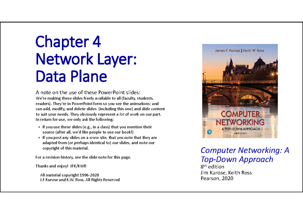 Chapter 4: Network Layer - Data Plane from Kurose & Ross, 8th Edition ...