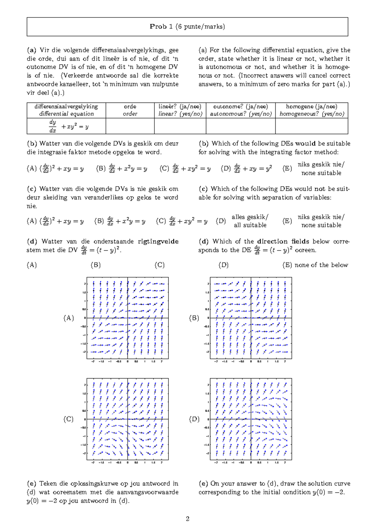 Differential Equations Analysis and Solutions - Example A 1 - Studocu