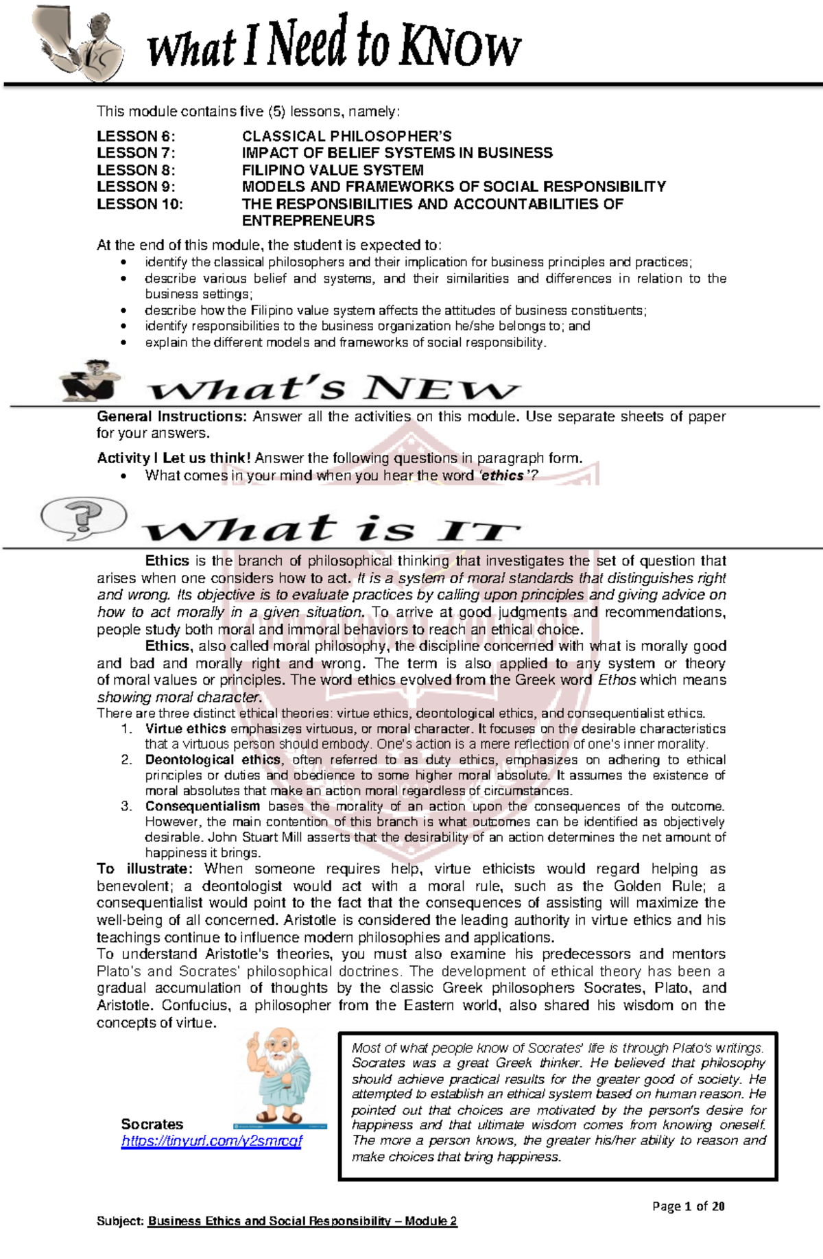 12 Business Ethics and Social Responsibility Module 2 - Page 1 of 20 ...