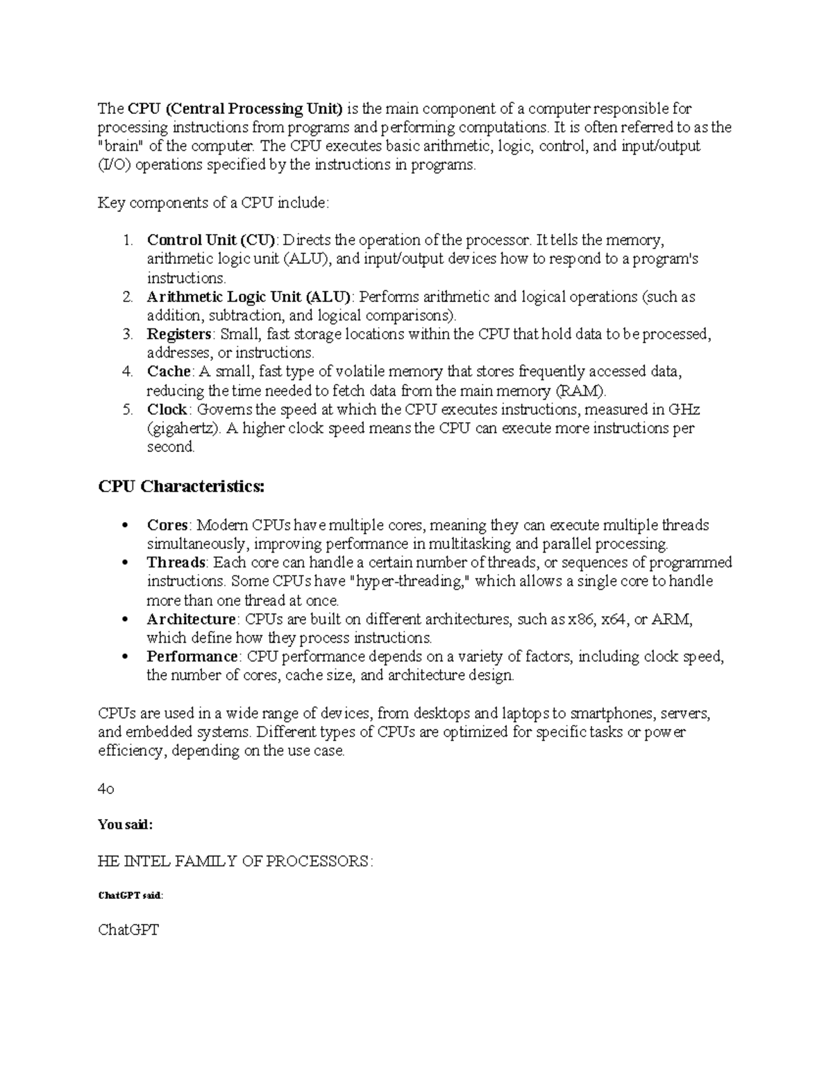 The CPU - Study about cpu - The CPU (Central Processing Unit) is the ...