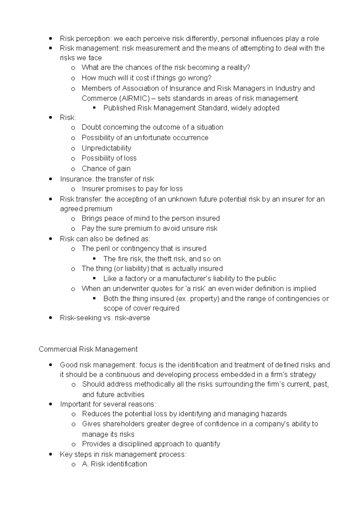 CII LVL 3: Chapter 1 - Understanding Risk Perception and Management ...