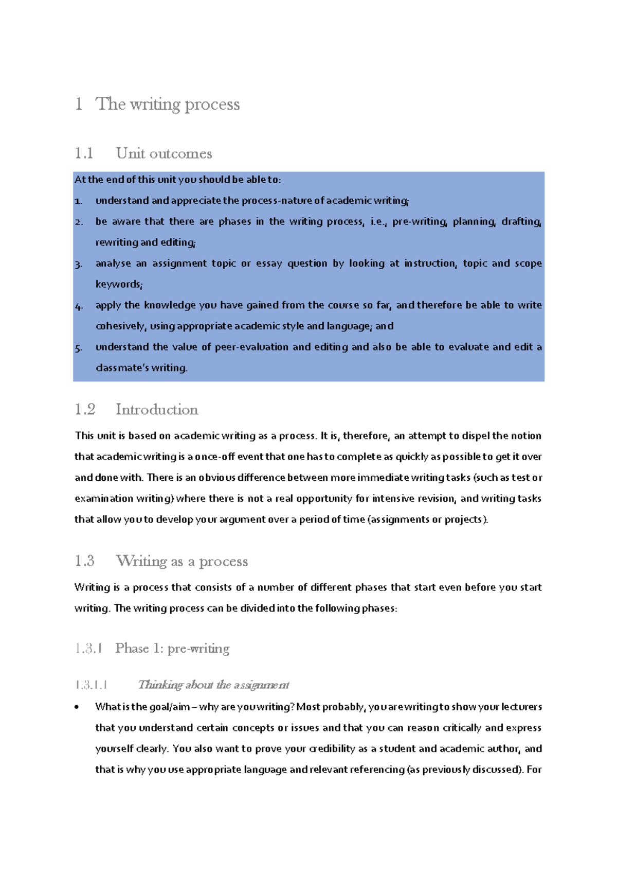Academic Writing Process: Understanding Phases and Techniques - Studocu