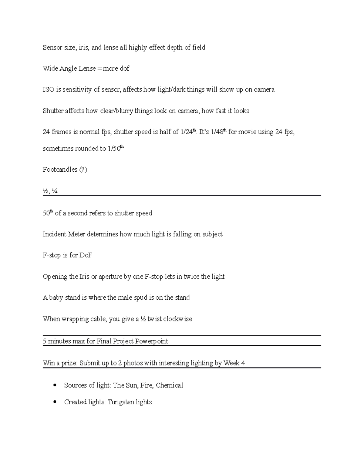 Lighting I - Lecture Notes on Fundamentals of Light and Exposure - Studocu