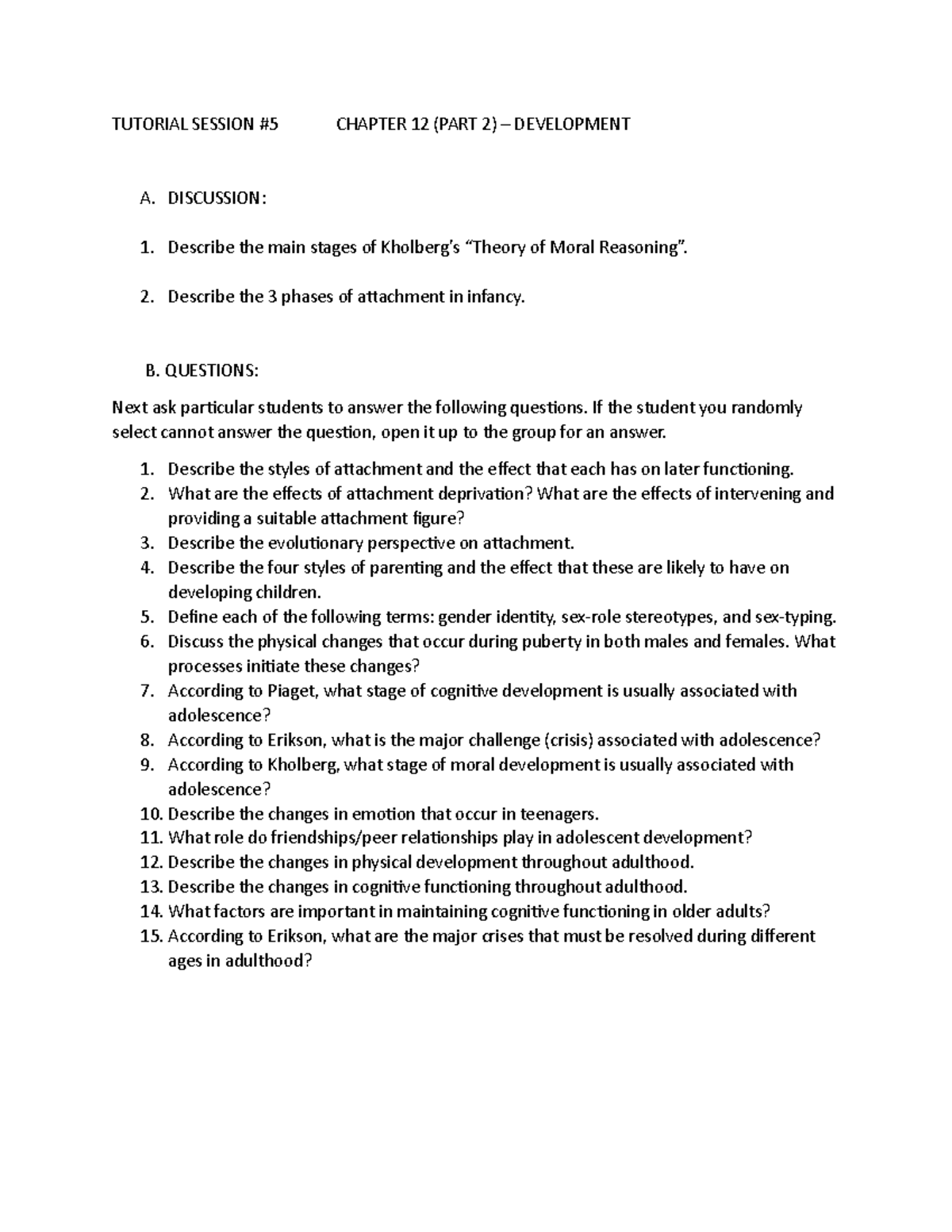 Tutorial Session 5 - yes - TUTORIAL SESSION #5 CHAPTER 12 (PART 2 ...