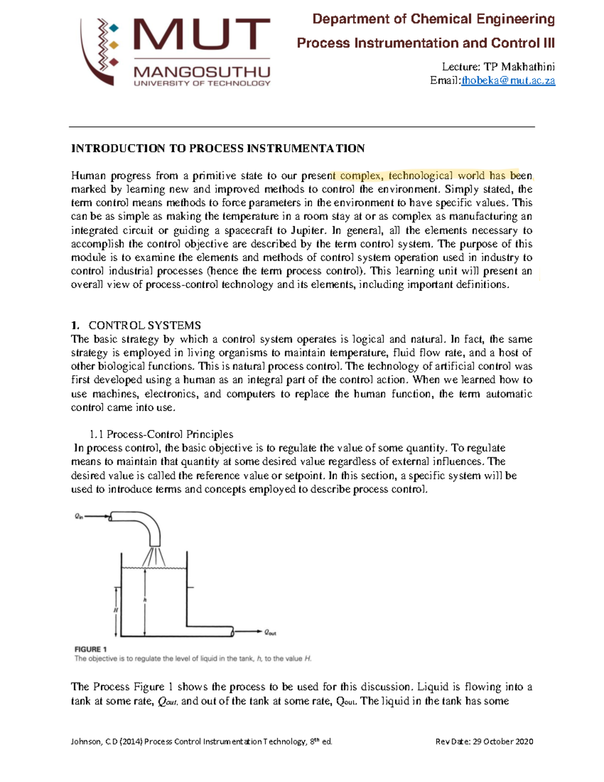 Introduction to Process Instrumentation - Process Instrumentation and ...