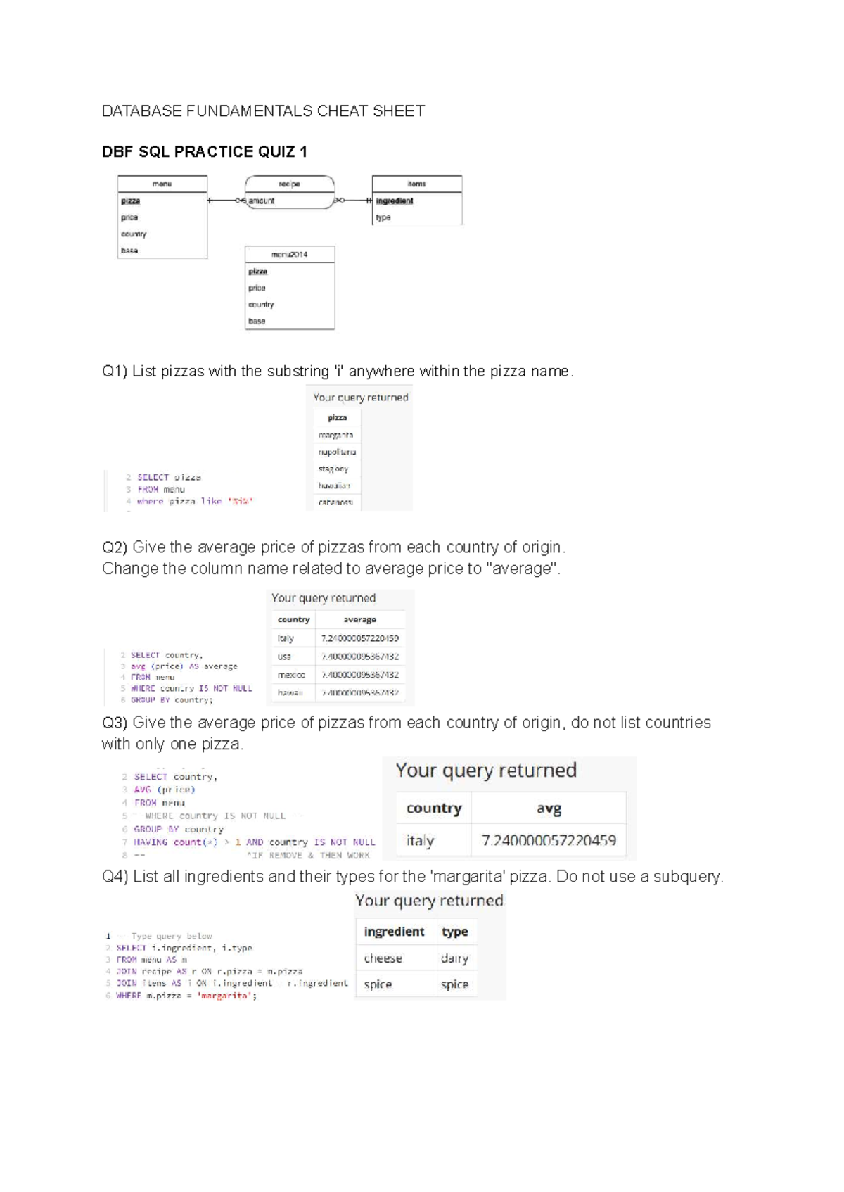 DATABASE FUNDAMENTALS CHEAT SHEET DBF SQL PRACTICE GUIDE - Studocu