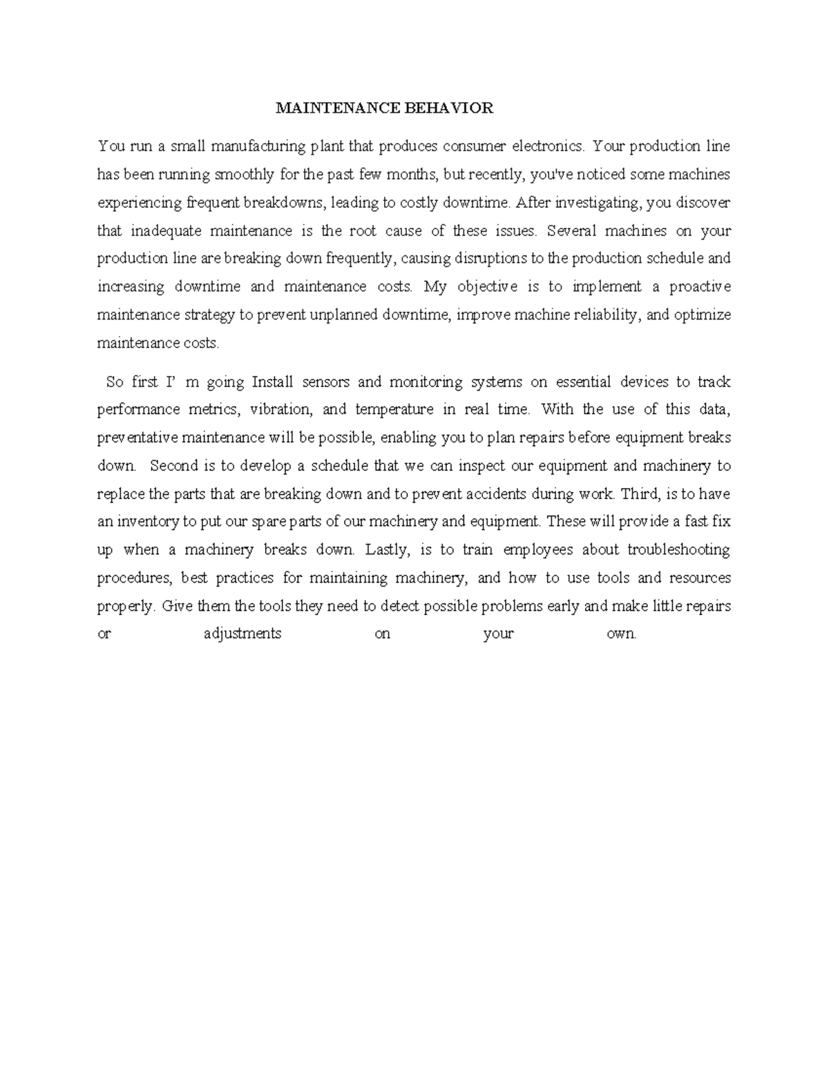 Maintenance Behavior Strategies - NSTP MIDTERM ASSIGNMENT - Studocu