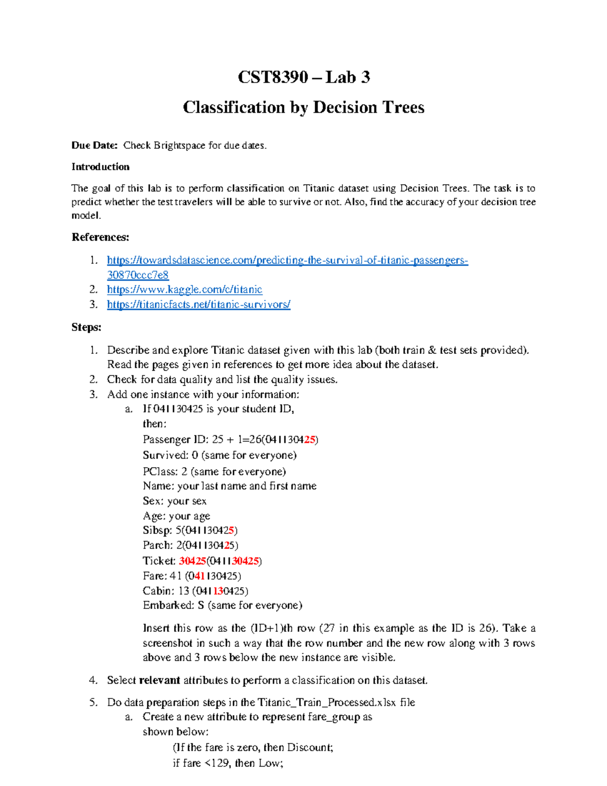 Lab3 Decision Tree - lab3 - CST8390 – Lab 3 Classification by Decision ...